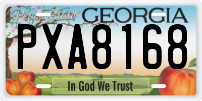 GA license plate PXA8168