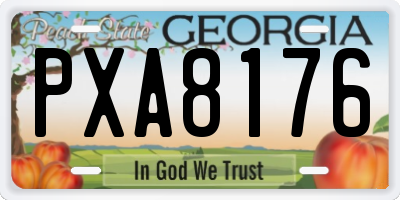 GA license plate PXA8176