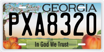 GA license plate PXA8320