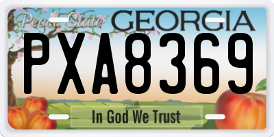 GA license plate PXA8369