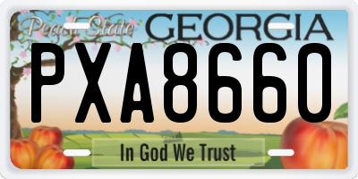 GA license plate PXA8660