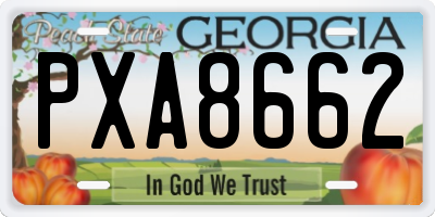 GA license plate PXA8662
