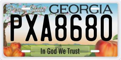 GA license plate PXA8680