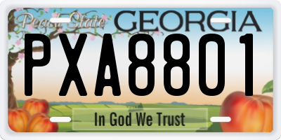 GA license plate PXA8801