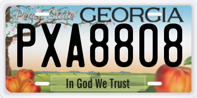 GA license plate PXA8808
