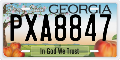GA license plate PXA8847