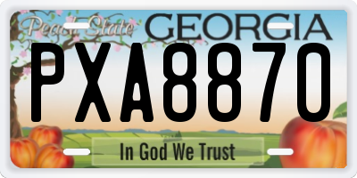 GA license plate PXA8870