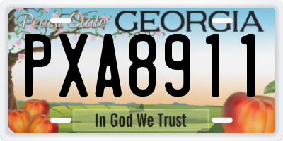 GA license plate PXA8911