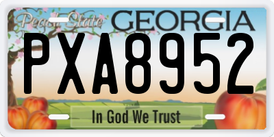 GA license plate PXA8952