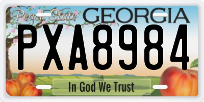 GA license plate PXA8984