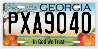 GA license plate PXA9040