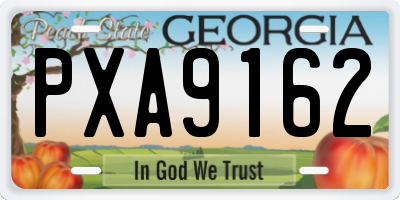GA license plate PXA9162