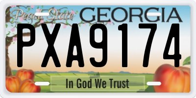 GA license plate PXA9174