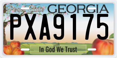 GA license plate PXA9175