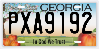 GA license plate PXA9192