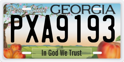 GA license plate PXA9193