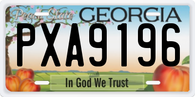 GA license plate PXA9196