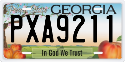 GA license plate PXA9211