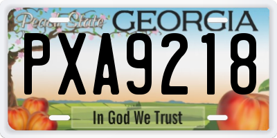 GA license plate PXA9218