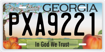 GA license plate PXA9221
