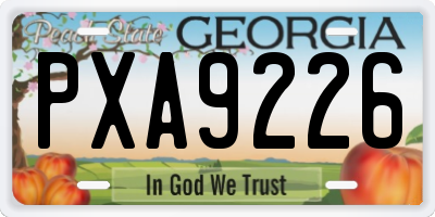GA license plate PXA9226
