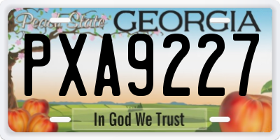 GA license plate PXA9227