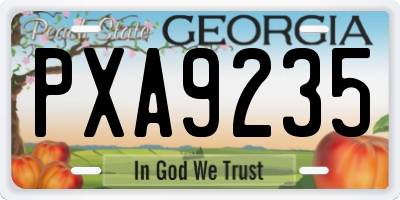 GA license plate PXA9235