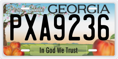 GA license plate PXA9236