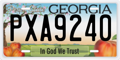 GA license plate PXA9240