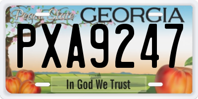 GA license plate PXA9247