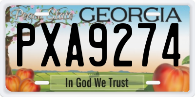 GA license plate PXA9274