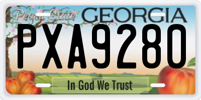 GA license plate PXA9280