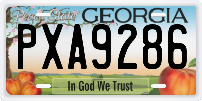GA license plate PXA9286