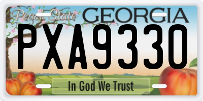 GA license plate PXA9330