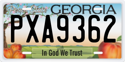 GA license plate PXA9362