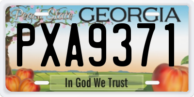 GA license plate PXA9371