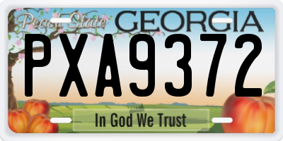 GA license plate PXA9372
