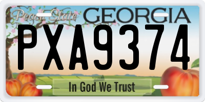 GA license plate PXA9374