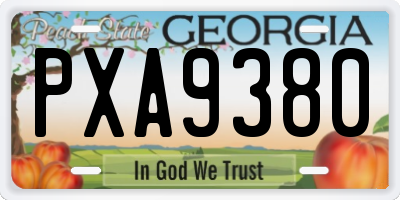 GA license plate PXA9380