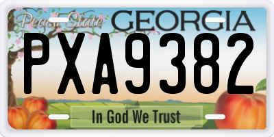 GA license plate PXA9382