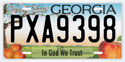 GA license plate PXA9398