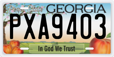 GA license plate PXA9403