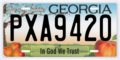 GA license plate PXA9420