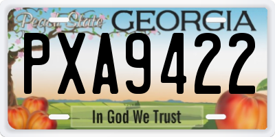 GA license plate PXA9422