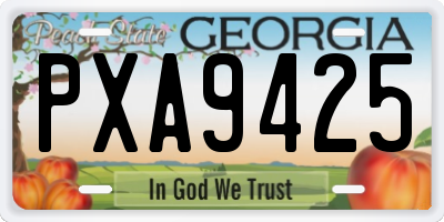 GA license plate PXA9425