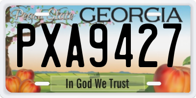 GA license plate PXA9427