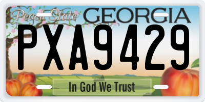GA license plate PXA9429