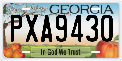 GA license plate PXA9430