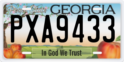 GA license plate PXA9433