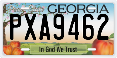 GA license plate PXA9462